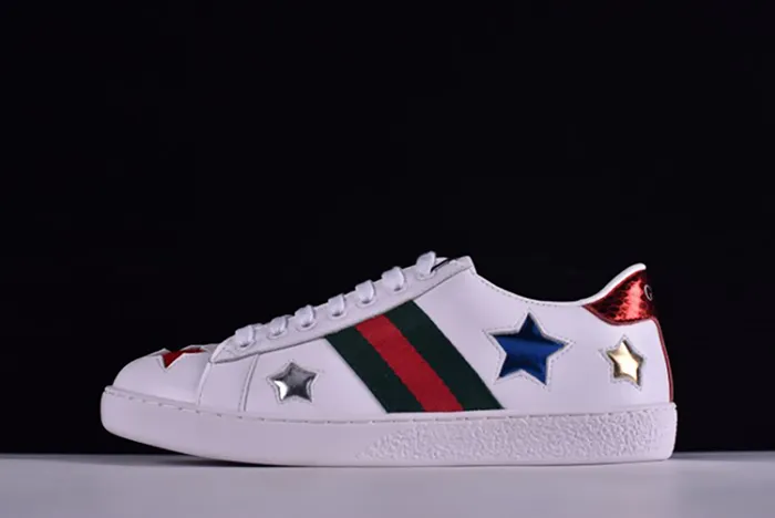 GUCCI Ace Embroidered Low-Top Sneaker WITH COLORFUL STARS 431942-A38G1