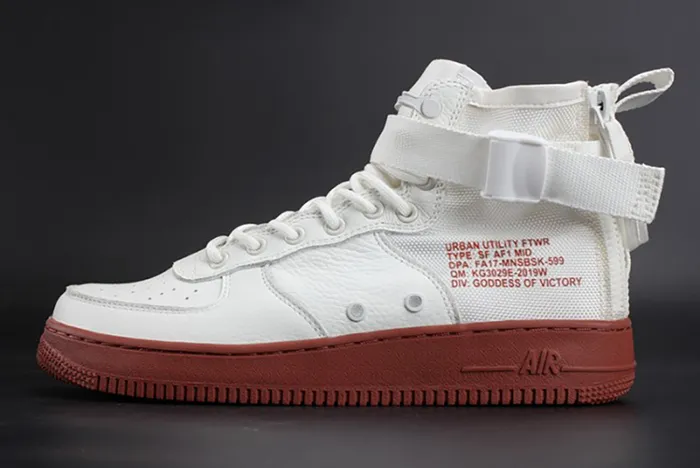 NIKE SF AIR FORCE 1 MID "RED IVORY" WHITE MENS 917753-100