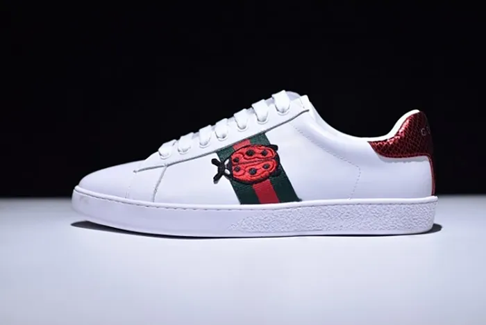 Gucci Ace Embroidered Low-Top Sneaker with ladybird