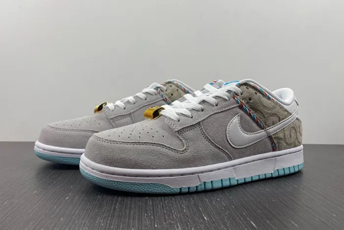 Nike Dunk Low Barber Shop Grey White Red Blue DH7614 500